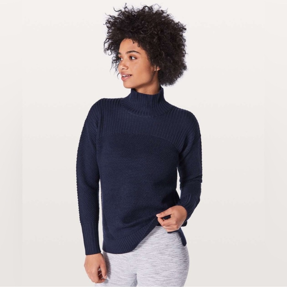 Lululemon Athletica Merino Wool Warm & Restore Sweater in Navy Womens